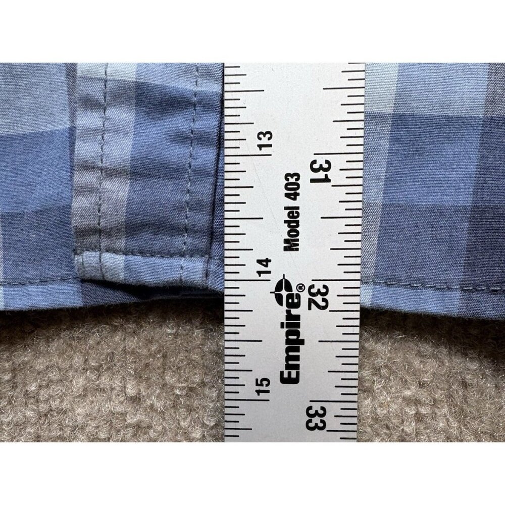 LEE Men's Shirt Premium Select Large Blue Plaid Short Sleeve Button Down GUC - Picture 7 of 11